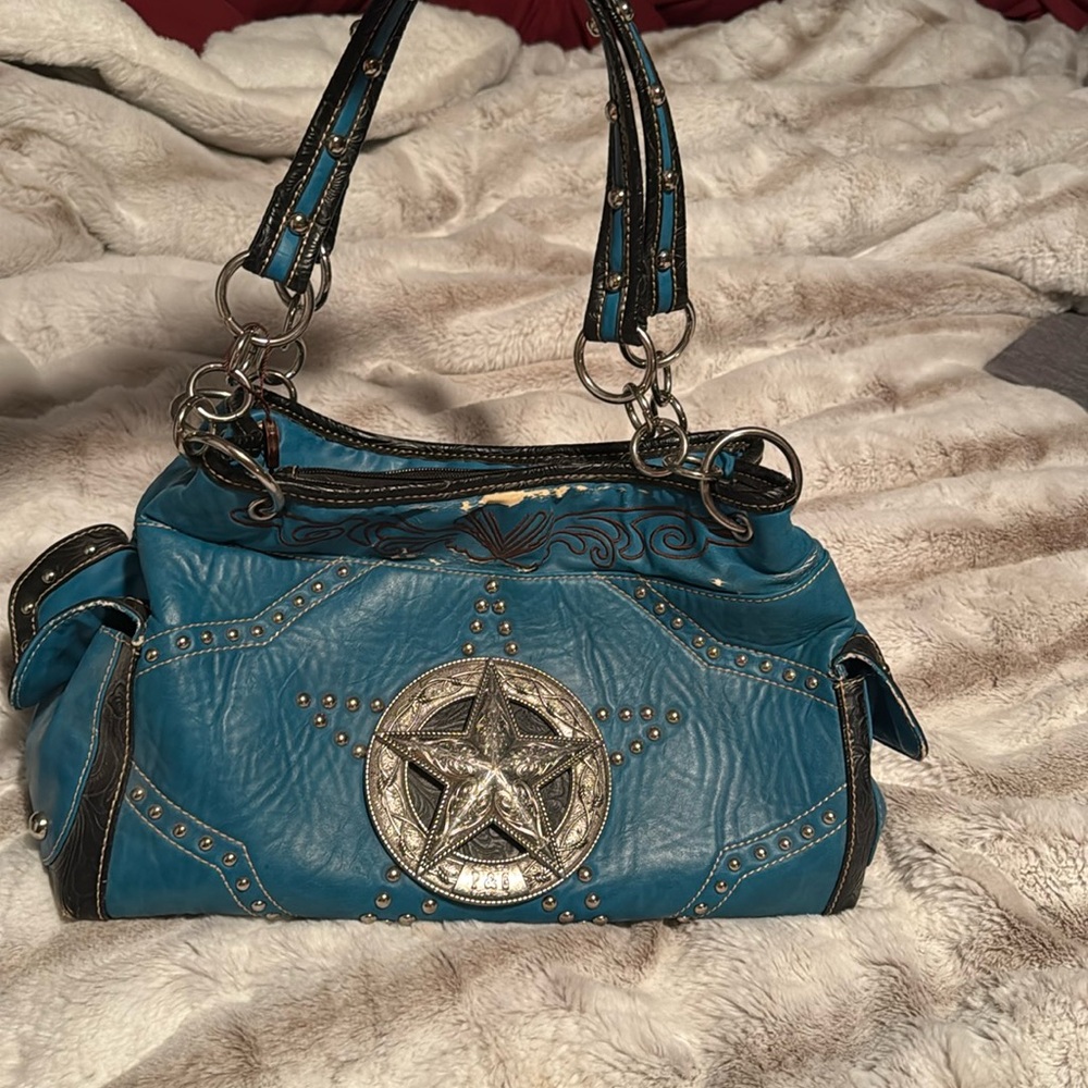 Teal bling purse